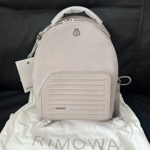 NWT RIMOWA Never Still Canvas and Leather Backpack Small Light Gray